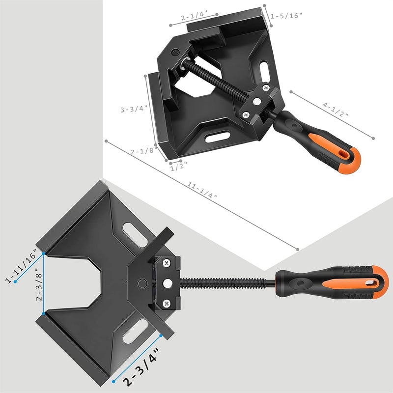 NAYE Corner Clamp,Right Angle Clamp 90 Degree Positioning Square Holder,Woodworking Carpenter Tool Set with 4" Bar Clamps for Face Frame,Boxes,Door,Cabinet - Image 2